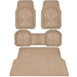 CAR PASS Heavy Duty Rubber Car Mats with Cargo Liner, Deep-Dish Car Floor Mats and Trunk Mat All Weather, Universal Trim-to-Fit for SUVs Trucks Sedans, Waterproof Anti-Slip, Trimmable V12 Beige - color: Beige Full Set