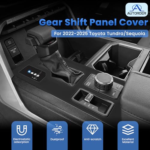 Autorder Central Control Gear Shift Panel Trim Cover for 2022 2023 2024 2025 2026 Toyota Tundra/Sequoia Accessories,Silicone Dashboard Gear Shift Cover Panel for Scratch & Dust Resistant - Black - size: 2022-2026 Toyota Tundra/Sequoia