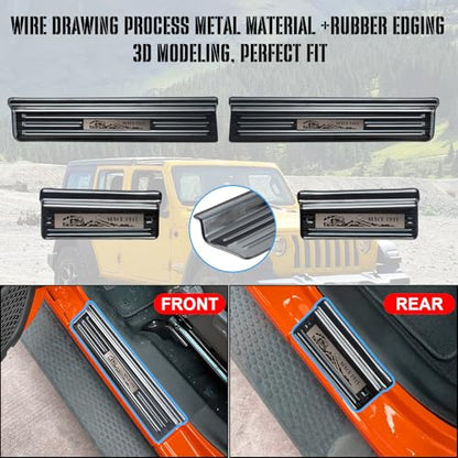 Rowa 304 Stainless Steel Door Sill Guards Compatible with Jeep Wrangler JL JLU 2018-2026 & Gladiator JT 2020-2026, Brushed Black Door Entry Guard Full Coverage - size: Brushed Black - 4 Door