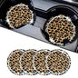 Leopard Car Coasters for Cup Holders, 4 Pack Silicone Cheetah Car Cup Holder Insert Coasters, 2.75" Universal Non-Slip Cup Holder Coaster, Car Interior Accessories for Women (Yellow)