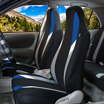 FH Group Three Row 7 Seater - Premium Modernistic Cars Seat Covers Fit Most Car, Truck, SUV, & Van Blue/Black - color: Blue, style: 7 Seater
