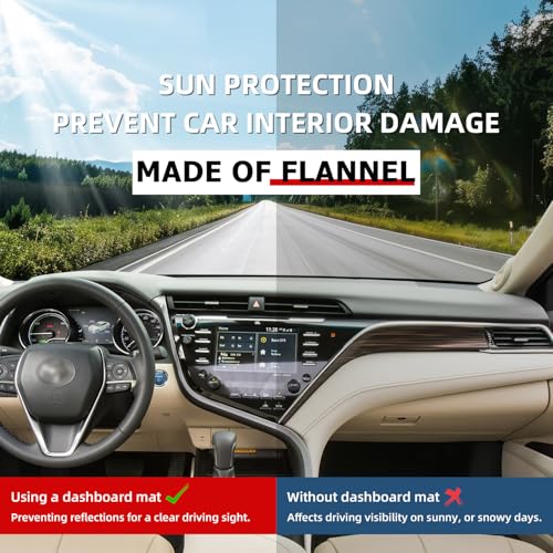 Dashboard Flannel Dash Cover Mat for Toyota Camry with HUD 2018 2019 2020 2021 2022 2023 Flannel Custom Fit Toyota Camry Series Dash Cover Black Trim (Camry 2018-2023, Black) - size: Toyota Camry Flannel 2018-2023 Red Border