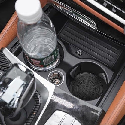 Car Cup Holder Coaster, 2PCS 2.75" Non-Slip Insert Insulated Vehicle Water Bottle Holder Pad, Waterproof Dustproof Embedded Automotive Console Drink Cup Mat, Universal Fit (Black) - color: Black