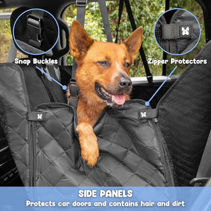 Dog Car Seat Cover for Back Seat, 4-in-1 Dog Hammock for Car, Waterproof 600D Pet Seat Cover Backseat Protector with Mesh Window, Nonslip Dog Back Seat Cover for Cars, SUVs & Trucks
