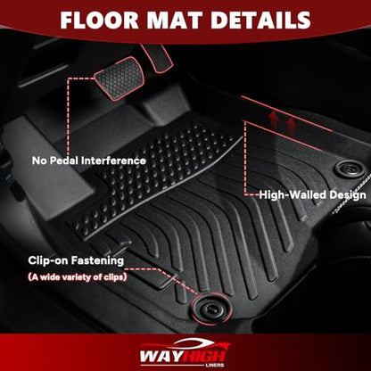 Wayhigh® Floor Mats & Cargo Liner for Acura RDX 2019-2026, All Weather TPE Car Mats Waterproof Heavy Duty Floor Liners Custom Fit for RDX Accessories - style: 1) For Acura RDX / 2019-2026 / Mats Set