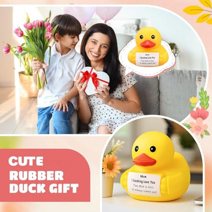 Civaner 7 Inch Emotional Giant Rubber Duck with Positive Message Thank You Gifts Motivational Rubber Duck Gift for Desk, Office, Home Decor Graduation(Moms Gifts) - style: Moms Gifts