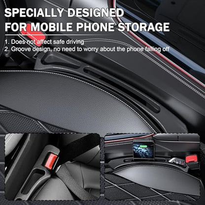 2 Pack Car Seat Gap Filler Organizer – Universal Fit Side Seat Gap Blocker & Storage Box for Cars, SUVs & Trucks, Prevents Items from Falling Between Seats