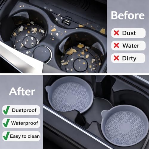 Car Cup Holder Coasters 4 Pack, Universal Silicone Cup Holder Insert, Non-Slip Cup Holder Liners, Waterproof Anti-Dust Cup Holder Accessories for Car Interior, Easy Clean (Grey) - color: gray