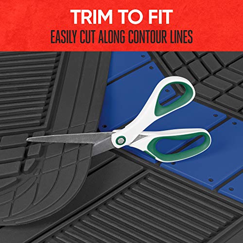 Motor Trend DualFlex™ Rubber Car Floor Mats All Weather Waterproof 4-Piece Sporty Two-Tone Design Car Mats Full Set - Universal Trim-to-Fit Floor Mats for Car, SUV, & Trucks - Car Carpet Protector - color: Blue