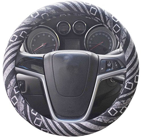 Medium Ethnic Style Coarse Flax Cloth Automotive Steering Wheel Cover Anti Slip and Sweat Absorption Auto Car Wrap Cover (14.5''-15'',G) - color: G, size: 14.5 - 15 inches