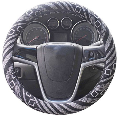 Medium Ethnic Style Coarse Flax Cloth Automotive Steering Wheel Cover Anti Slip and Sweat Absorption Auto Car Wrap Cover (14.5''-15'',G) - color: G, size: 14.5 - 15 inches
