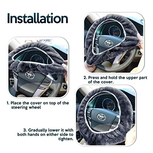 ZONETECH Car Steering Wheel Cover–Classic Grey Anti-Slip Comfortable Winter Warm Stretch On Steering Wheel Cover Car Wheel Protector