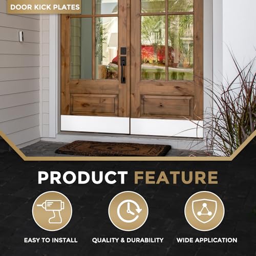 uxcell Door Kick Plate, 10 x 34 Inches Anodized Aluminum Kick Plate Door Plate, 1.5mm (1/16 Inch) Thickness, for Exterior Front Door or Back Door, White (Single Pack) - color: White, size: 10 x 34 Inch
