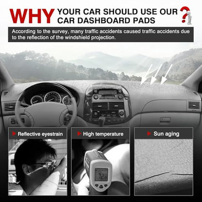 Autorder Dashboard Cover Mat for Toyota Sienna 2004-2010 Accessories Dash Cover Upgrade Flannel Dash Mat Sunshade Glare UV Rays Protector - size: Black 2004-2010 Toyota Sienna