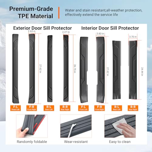 powoq 8Pcs Door Sill Protectors Compatible with 2022-2026 Toyota Tundra Door Sill Guard Threshold Protector Entry Guard Replacement for 2022-2026 Toyota Tundra Accessories - size: Compatible with 2022-2026 Toyota Tundra