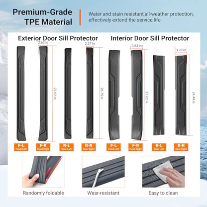 powoq 8Pcs Door Sill Protectors Compatible with 2022-2026 Toyota Tundra Door Sill Guard Threshold Protector Entry Guard Replacement for 2022-2026 Toyota Tundra Accessories - size: Compatible with 2022-2026 Toyota Tundra