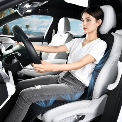 Cooling Car Seat Cover, Ventilated Seat Cushion Cooling Car Seat Pad for Summer Driving with 8 Powerful Turbo Fans Universal Fit for Car SUV Truck Van-Black - color: Black