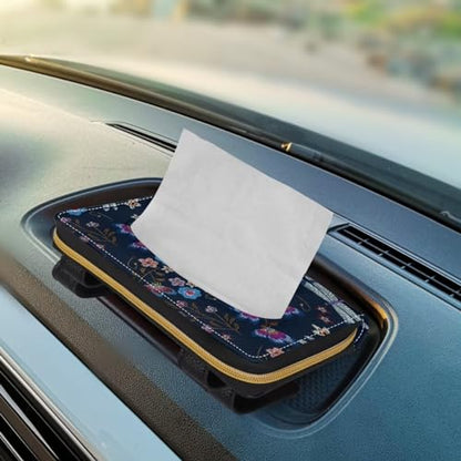 Dragonfly PU Leather Sun Visor Napkin Holder Car Standard Tissue Holder Luxury PU Leather Backseat Tissue Holder FitsSedans SUV Trucks - color: Dragonfly Flower
