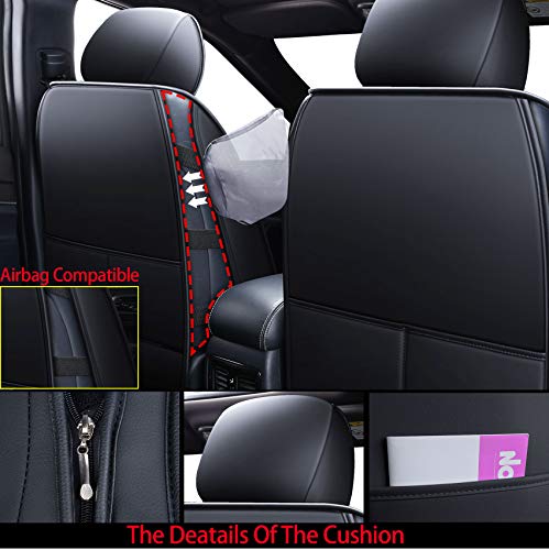 Huidasource Grand Cherokee Seat Covers, 2 Pieces Waterproof Leather Customized Car Seat Cushion Covers Protectors Compatible with Jeep Grand Cherokee 2011-2022 (2Pcs Front/Black) - color: Front Pair/Black, size: Old Version