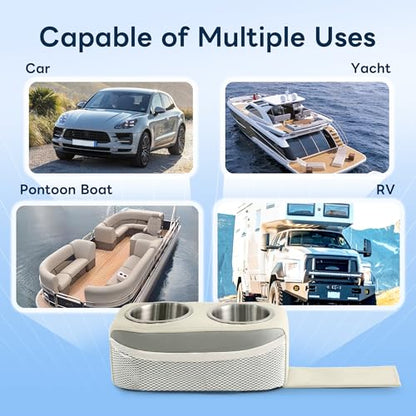 Pontoon Cup Holder,Boat Seat Cup Holder,Double Drink Holder,Portable Cup Beverage Mobile Phone Holders for Pontoon Boat Sofa,RV Couch,Car Back Seat(White&Gray) - color: White&Gray