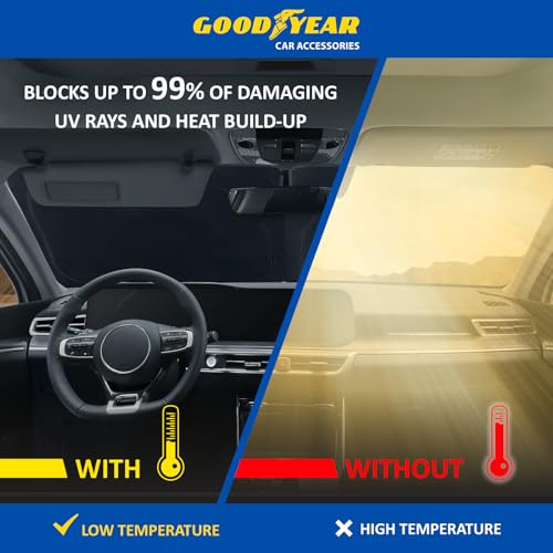 Goodyear Foldable Windshield Sunshade for Nissan Murano 2015-2024, SUV car Accessories, Sunshade Cover, Sun Shade Car Windshield, Window Sun Blocker - GY008277 - color: For Nissan Murano 15-24