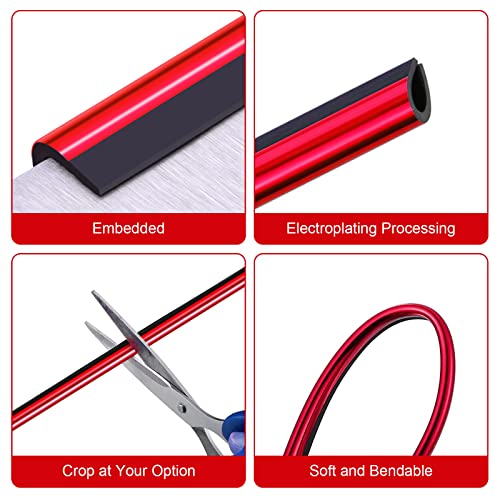20 Pieces Universal Car Auto Air Conditioner Vent Outlet Trim Strip, Waterproof Flexible Shiny Auto Car Vent Interior Accessories for All Air Vent Outlet (20PCS - Red)
