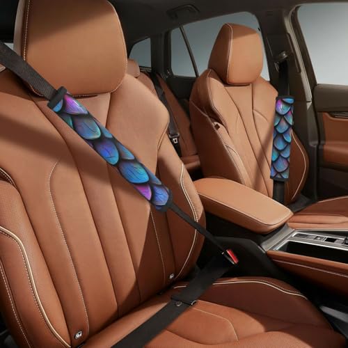 Seat Belt Cover Pads Iridescent Dragon Scales Car Seat Belt Covers for Women Men Adults Kids Soft Comfortable Auto Seatbelt Cushion Shoulder Strap Pad Handle Wraps, 1 Pair - color: Iridescent Dragon Scales