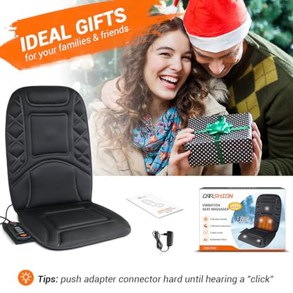 Back Massager with Heat,Heated Seat Cover Cushion with 5 Vibrating Massage Nodes Chair Pad for Pain Relief Home Office Use