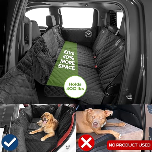 XL Back Seat Extender for Dogs, Black – As Seen on Shark Tank – Flat Bridge Platform for Full-Size Trucks, Stable Base, 400lb Support, Waterproof – Rigid Back Seat Cover for Dogs