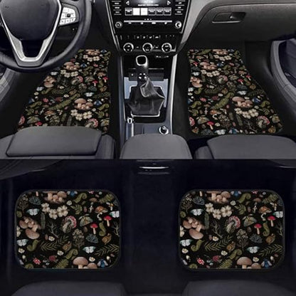 Mushroom Flower Universal Car Front Rear Floor Foot Mats Anti-Slip Car Mat Full Set of 4 Pieces Carpet All Weather Protection Fit for SUV,Vans,sedans, Trucks - color: Mushroom Flower Forest