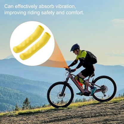 HARFINGTON 1 Pair Bike Brake Lever Cover Silicone Brake Lever Grip Protector Anti-Slip Brake Handle Protection Covers Sleeve for Mountain Road Bike Cycling, White - color: White