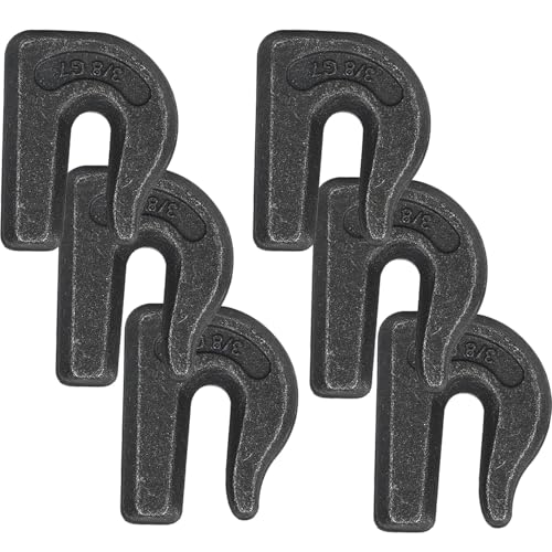 6Pack 3/8'' Weld-On Forged Clevis Grab Chain Hooks, Heavy Duty Forged Grade 70 Grade Utility Hook -6600 LBS Capacity Weldable for Trailer Truck,Rigging,Car,SUV,Tractors Loader Bucket