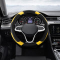 Car Steering Wheel Cover, Steering Wheel Protector, Universal 14.5-15 Inch Microfiber Leather Breathable Auto Steering Wheel Covers, Carbon Fiber Steering Wheel Cover for Women Men (Yellow) - color: Yellow