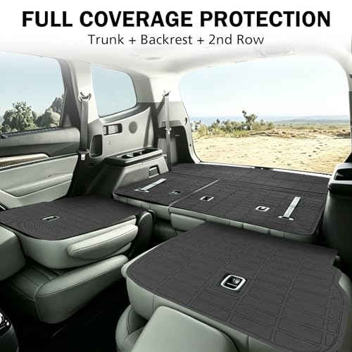 Trunk Mat & Backrest Mat & 2nd Row Seat Back Cover for Kia Telluride 2020-2026, All Weather TPE Cargo Liner Rear Cargo Protector for Telluride Accessories, Not Fit 2027 Redesigned Model - size: for Kia Telluride 2020-2026