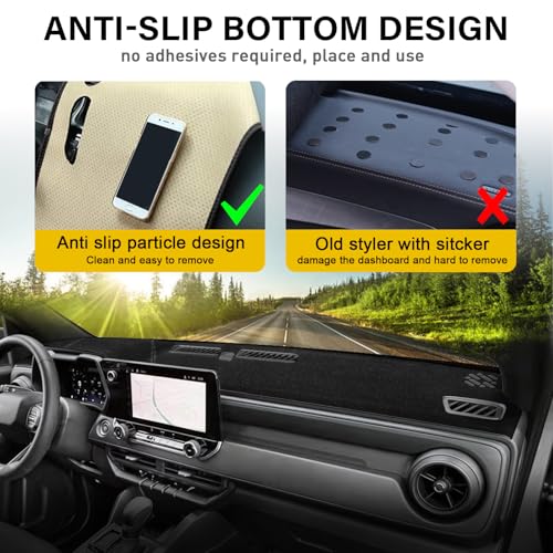 Dash Cover for Chevy Chevrolet Colorado/GMC Canyon 2023-2025 2026 Dashboard Cover Mat Non-Slip Center Console Protector Mat Sunshade(Black Trim) - color: Black