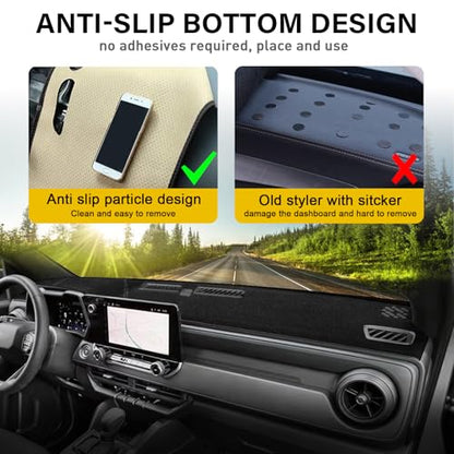 Dash Cover for Chevy Chevrolet Colorado/GMC Canyon 2023-2025 2026 Dashboard Cover Mat Non-Slip Center Console Protector Mat Sunshade(Black Trim) - color: Black