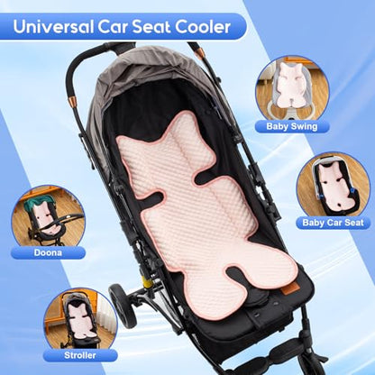 Baby Car Seat Cooling Pad, Mink Dot Carseat Cooler Mat for Girls Boys, Stroller Pad with 3D Breathable Mesh, Multifunctional Infant Insert Liner for Summer - color: Pink