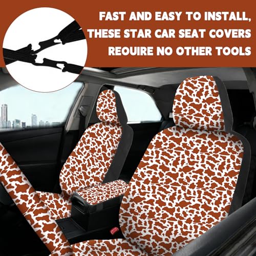 15 Pcs Car Steering Wheel Cover Center Console Armrest Pad Headrest Seat Belt Cover Handbrake Cover Keychain Coaster Full Set Car SUV (Brown Cow) - color: Brown cow
