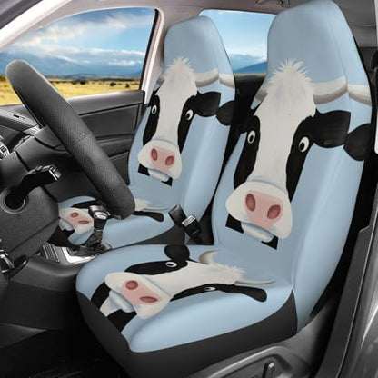 Dujiea Cute Cow Hello Car Front Seat Covers 2 Pcs Universal Auto Seat Covers Front Seats Only, Vehicle Bucket Seat Protectors Fit for Most Car SUV Sedan and Truck - color: Cute Cow Hello