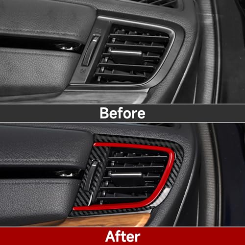 Car Air Vent Outlet Cover Decals for Honda CR-V 2017 2018 2019 2020 2021 2022 Accessories CRV ABS Carbon Fiber Stickers - color: Air Vent Outlet Cover, Black Red