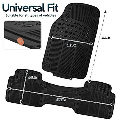 ZONETECH All Weather Rubber Semi Pattern Car Interior Floor Mats – 4-Piece Set Black Heavy Duty Car Interior Floor Mats - size: 4-Piece Trimmable Floor Mats