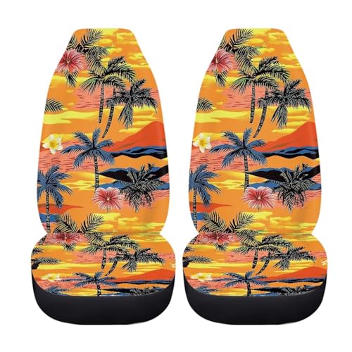 Dreaweet Hawaiian Car Seat Covers Front Seats Only 2 Pack Universal Elastic High Back Bucket Seat Covers for SUV Trucks Sedan Washable Car Seat Cover for Carseat Protection - color: Hawaiian Print
