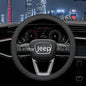 Leather Steering Wheel Cover for Jeep Wrangler Grand Cherokee Compass, 14.5-15 inches Car Steering Wheel Cover with Non-Slip Breathable (Black) - color: Black