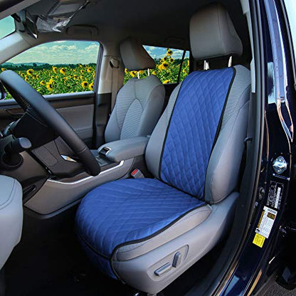 FH Group Car Seat Cushion – Faux Leather Single Front Seat Cover with Front Pockets, Airbag Compatible, Universal Fit Car Seat Cushion for Driver or Passenger Seat, SUV, Truck, Sedan & Van – Blue - color: Blue, style: Front Set