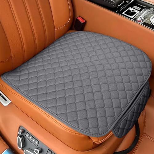 Car Seats Cover, Comfortable Linen Front Seat Cushion Pad with Storage Pocket, Breathable Anti-Slip Seat Protector, Four Seasons Universal Auto Interior Accessories for Car Truck SUV (Grey) - color: Grey