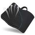 Gel Seat Cushion, for Long Sitting -Double Thick Gel Seat Cushion Breathable Honeycomb Chair Cushion with Non-Slip Cover for Office Chair Car, Wheelchair, Long Trips,Relief Sciatica Pain - color: Black