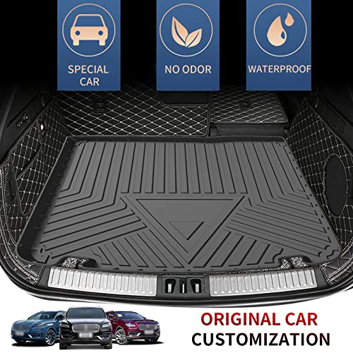 Elsetyler Custom Fit for Cargo Liner 2016-2018 Lincoln MKX/2019-2023 Lincoln Nautilus - Black TPE All Weather Heavy Duty Waterproof Rear Cargo Tray Trunk Floor Mat Protector