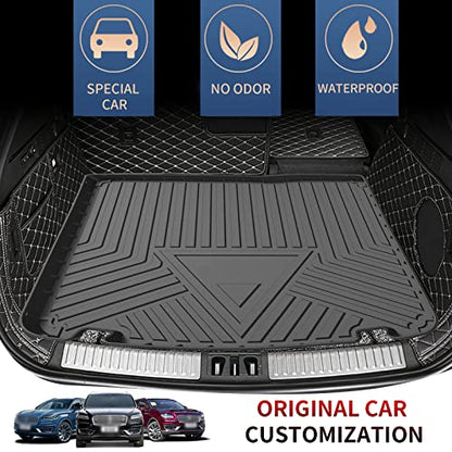 Elsetyler Custom Fit for Cargo Liner 2016-2018 Lincoln MKX/2019-2023 Lincoln Nautilus - Black TPE All Weather Heavy Duty Waterproof Rear Cargo Tray Trunk Floor Mat Protector