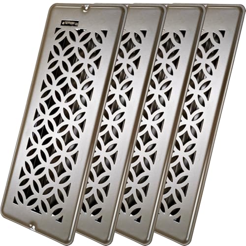 4x12 Floor Register, Floor Vent Cover, Air Vents, All Steel Heavy Duty Floor Register, Easy Adjustable Air Supply Lever, or Wall Vents (4" x12" Brown, 4Pack) - color: 4 x12 Brown 4Pack