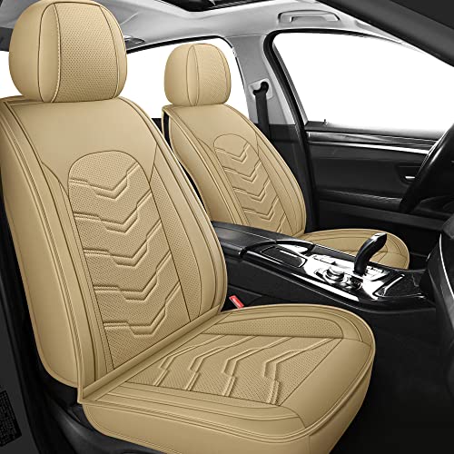 Leather Car Seat Covers Universal fit Most Sedans SUV Trucks (Front Seat, Beige) - color: BEIGE, size: FRONT PAIR